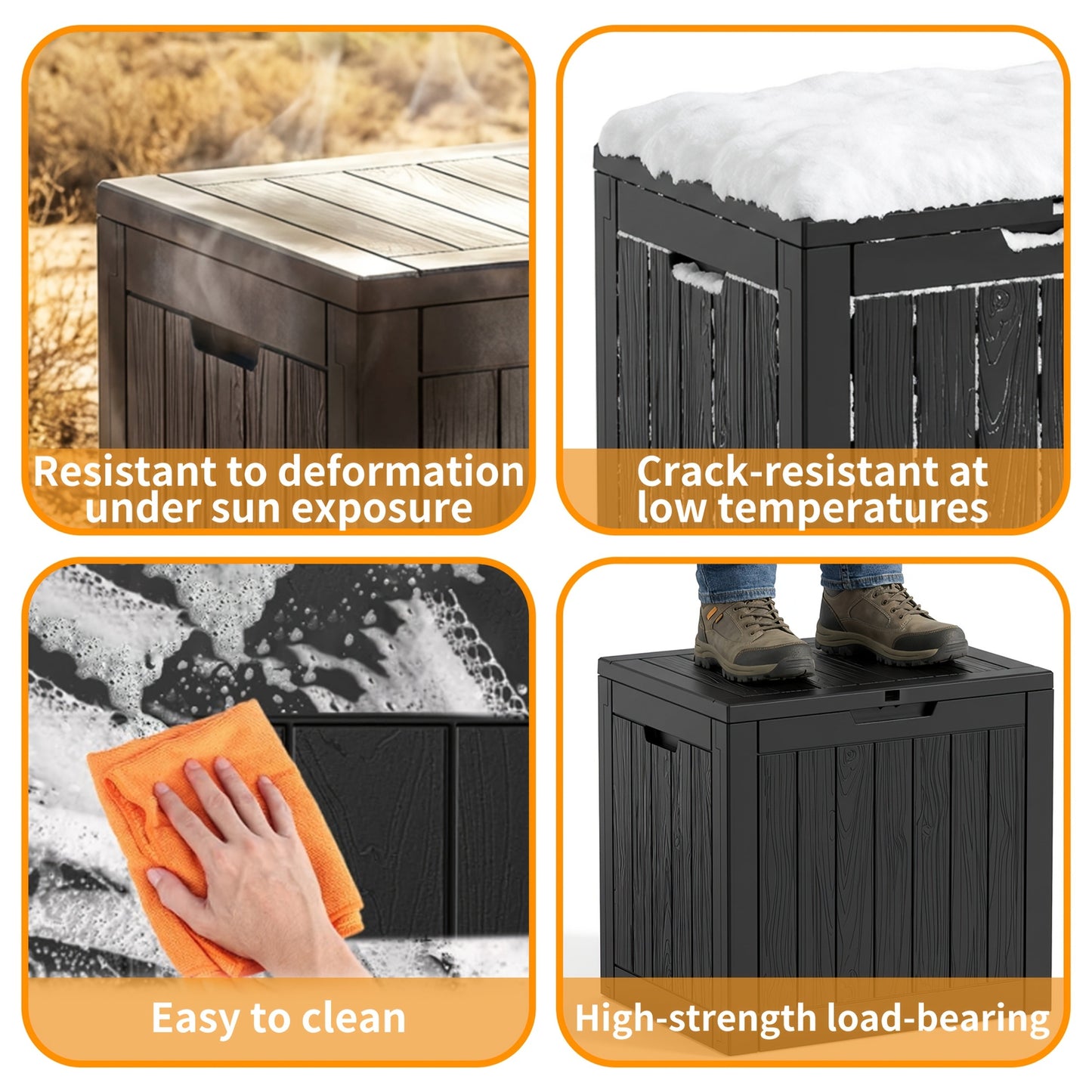 Storage Box 34 Gallon – Waterproof Deck Box with Handles