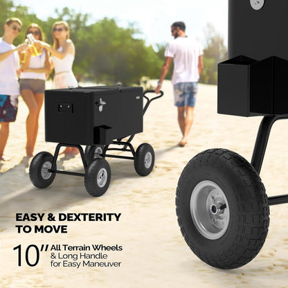 Rolling Cooler Cart 80QT Portable Wagon with 10" Wheels – Patio Beach Outdoor Drink Cooler