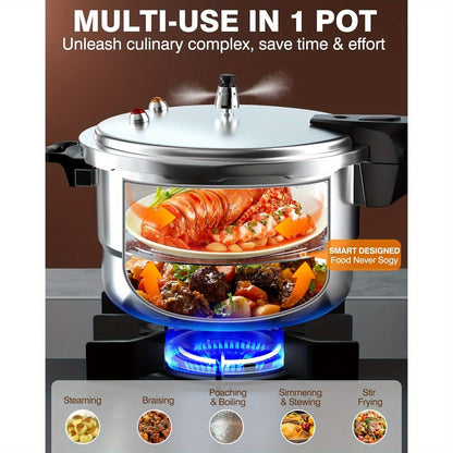 Pressure Cooker Aluminum with Canner Rack – Large Capacity 6QT 8QT 10QT Pressure Canner for Home Canning | Fast Cooking Safety Valve Gas & Induction Cooktop Compatible Batch Meal Prep