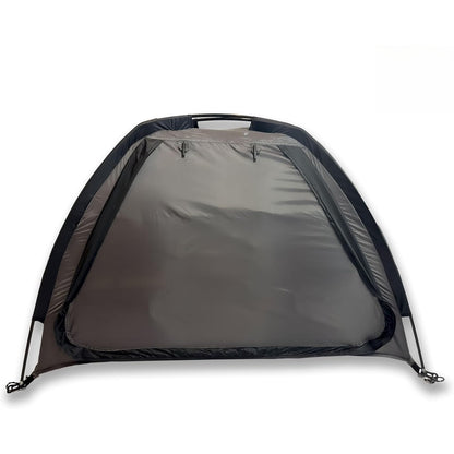 Camping Tent Organizer 9-Shelf with Zippered Flap — Hanging Storage Rack for Shoes, Gear & Dining, Fits Most Tents, Brown & Gray