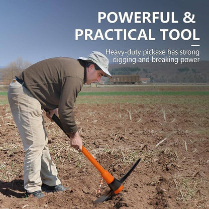 1pc Heavy-Duty Pick Mattock Hoe with Forged Head & 36-Inch Rubber Handle - Professional-Grade Multi-Purpose Pickaxe Suitable for Digging, Weeding, Prospecting, Camping - Heavy Duty Gardening Tool with Metal Head & Non-Slip Handle for Landscaping,