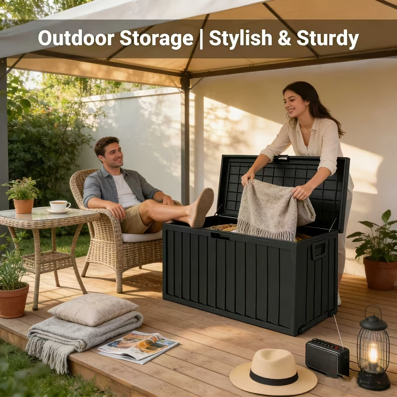 Outdoor Storage Chest 75 Gallon – Deck Box with Casters