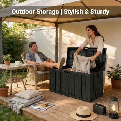 Outdoor Storage Chest 75 Gallon – Deck Box with Casters