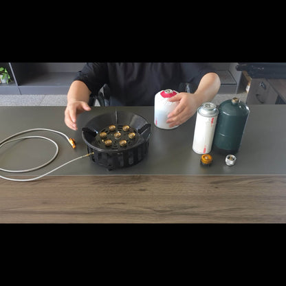 Windproof Camp Stove 21000W Collapsible | Seven Star Camping Gas Stove with Piezo Igniter & Fuel Canister Adapter | Butane Isobutane Propane | For Hiking Backpacking Picnic