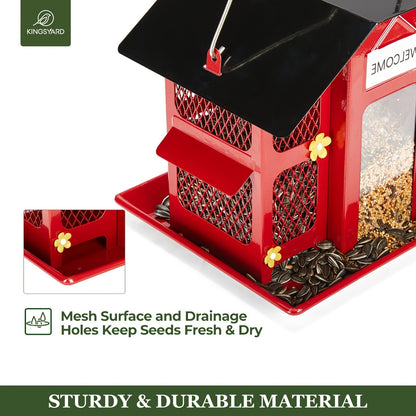 Metal Bird Feeder for Outside - 4 Lbs Large Capacity Hanging Wild Bird Feeder