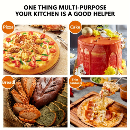 Pizza Stone Set 7-Piece with Tools – Cordierite Baking Stone with Stainless Steel Peel Cutter Brush & Heat-Resistant Gloves | Crispy Crust for Oven BBQ Grill Homemade Artisan Pizza Gift