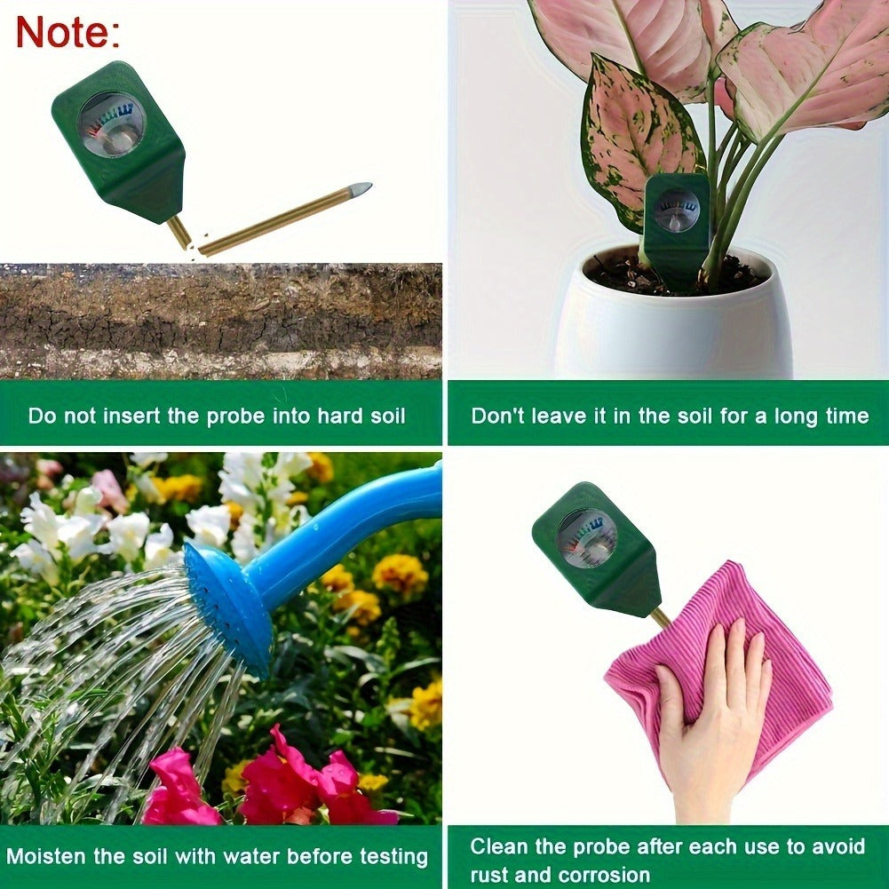 Soil Moisture Meter Probe - Mini Metal Hygrometer Sensor for Garden Plants, Portable Water Analyzer Detector for Flowers, Potted Plants & Lawn (5-Pack)