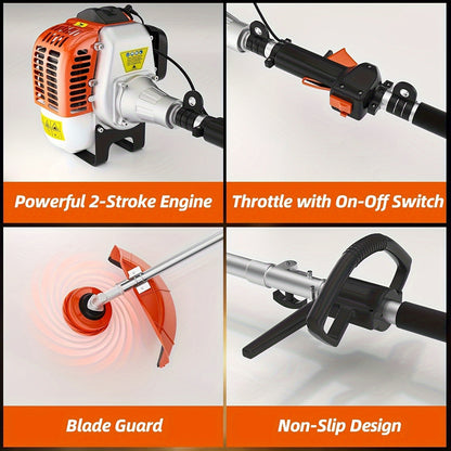 Gas String Trimmer 3-in-1 – 36CC/48CC/52CC 2-Stroke Brush Cutter & Weed Wacker with String Head, 3T Blade & 40T Circular Blade, Backpack Option
