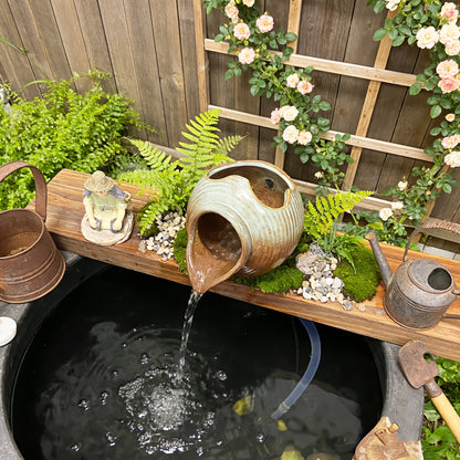 Ceramic Tabletop Fountain Mini Water Feature Ornament Retro Garden Style for Aquarium Fish Tank Indoor Outdoor Decor