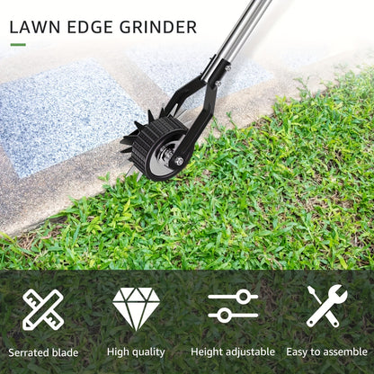 Wheeled Lawn Edger Manual Rotary Trimmer with 3/4-Section Stainless Steel Handle – Walk-Behind Grass Edger for Sidewalk, Driveway & Yard Weeding