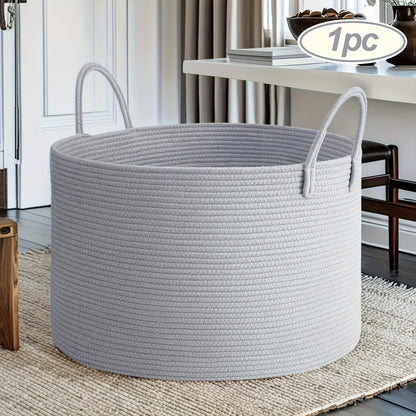 Rope Basket with Handles | Large Capacity Storage Organizer for Blankets, Clothes & Plants – Soft Polyester, Multiple Colors