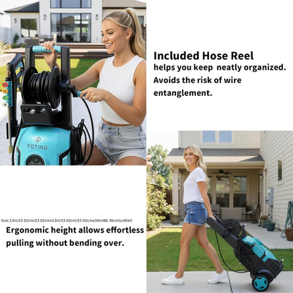 Pressure Washer 5000PSI Electric Power Washer 2.4-3.6GPM Adjustable 8-Level Touch Screen 34" Tall 4 Quick-Connect Nozzles for Cars Fences Driveways Patios