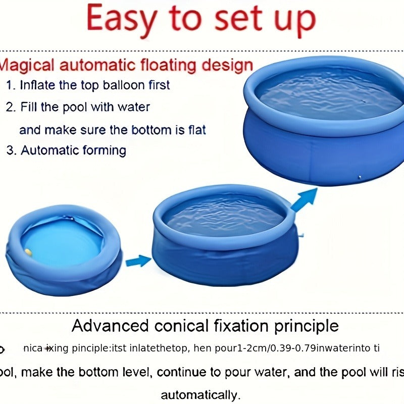 Round Inflatable Swimming Pool 10FT 12FT Circular Above Ground Family Pool Puncture-Resistant Quick Setup Outdoor Backyard Kids Adults Summer