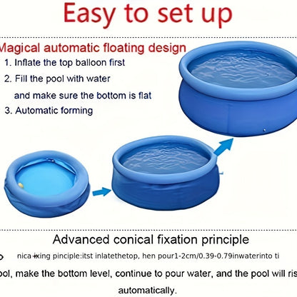 Round Inflatable Swimming Pool 10FT 12FT Circular Above Ground Family Pool Puncture-Resistant Quick Setup Outdoor Backyard Kids Adults Summer