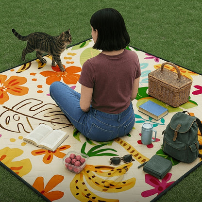 Picnic Blanket Padded | Foldable Floral Mat Beach Park Camping Travel