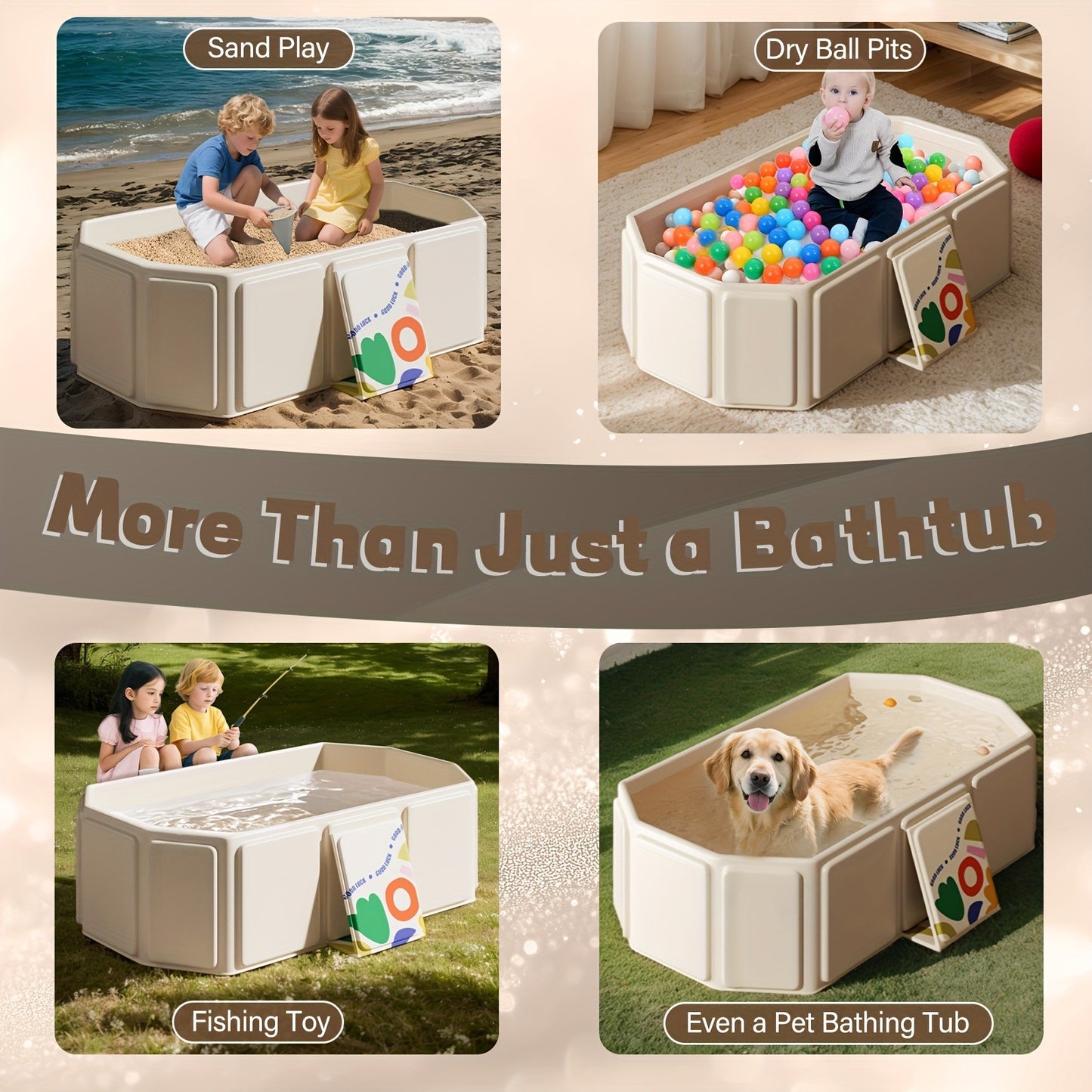 Foldable Baby Bathtub Portable Newborn Infant Tub with Drain Hole, Anti-Slip Base & Durable Multi-Functional Design for Home Travel Use, Ideal Baby Shower Gift