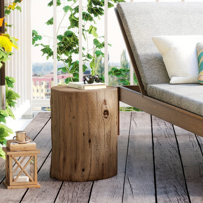Tree Stump Side Table Outdoor Indoor | 220 Lbs Capacity Faux Wood Accent Table, All-Weather Magnesia, Plant Stand, Patio Stool & End Table for Porch Balcony Garden Living Room