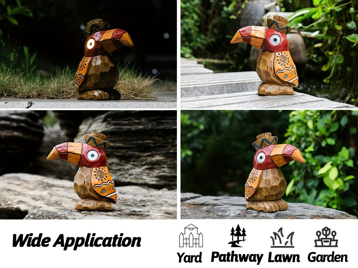Solar Garden Statue – Tiki Woodpecker Bird Outdoor Light Sculpture for Patio, Pool & Yard Decor