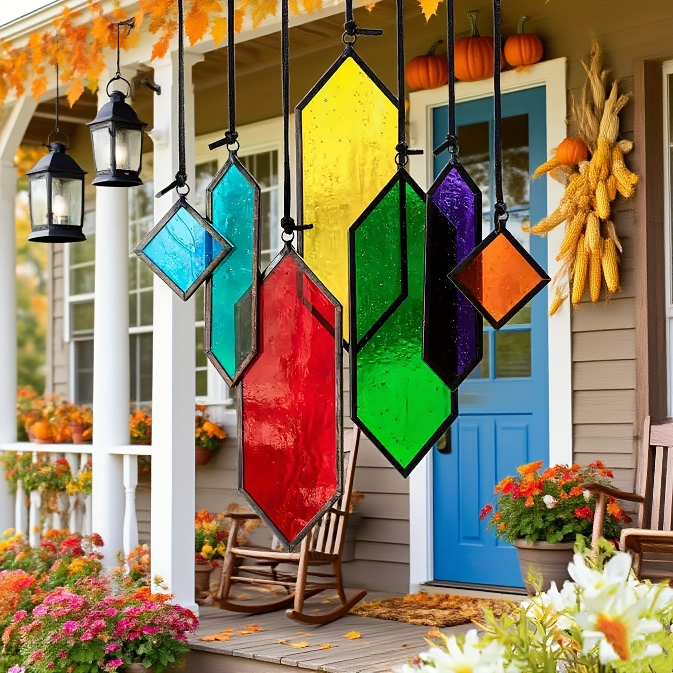 Glass Rainbow Suncatcher Hanging Ornament - Crystal Prism Window Sun Catcher for Garden, Patio & Home Decor
