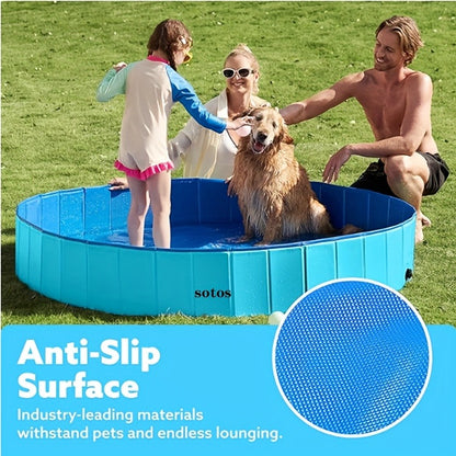 Foldable Dog Pool – Portable Hard Plastic Pet & Kids Swimming Pool, Anti-Slip Collapsible Bathtub for Indoor Outdoor Backyard Use, 3 Sizes