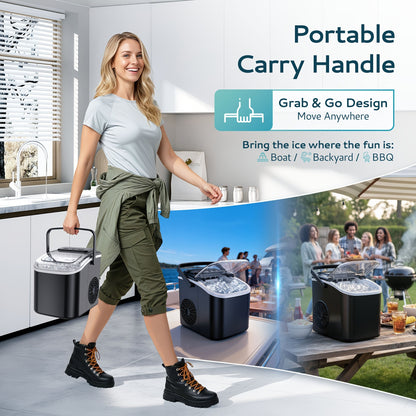 Portable Ice Maker Machine 26-29 Lbs Bullet Ice Self-Cleaning Countertop