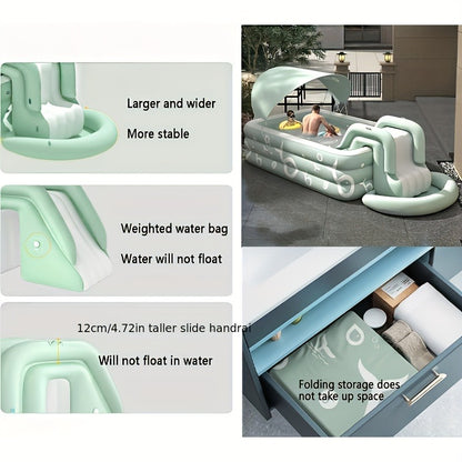 Inflatable Swimming Pool Set with Sunshade, Slide & Canopy – Family Backyard Pool, Multiple Sizes, Kids & Adults Outdoor Water Play