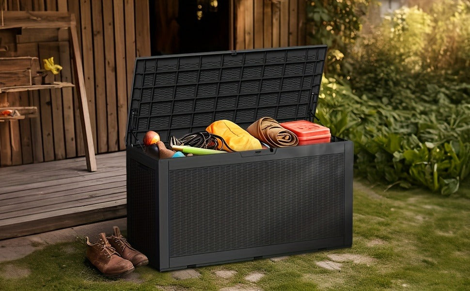 Deck Box 100 Gallon – Lockable Rattan Outdoor Storage