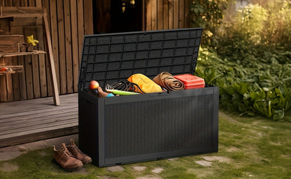 Deck Box 100 Gallon – Lockable Rattan Outdoor Storage