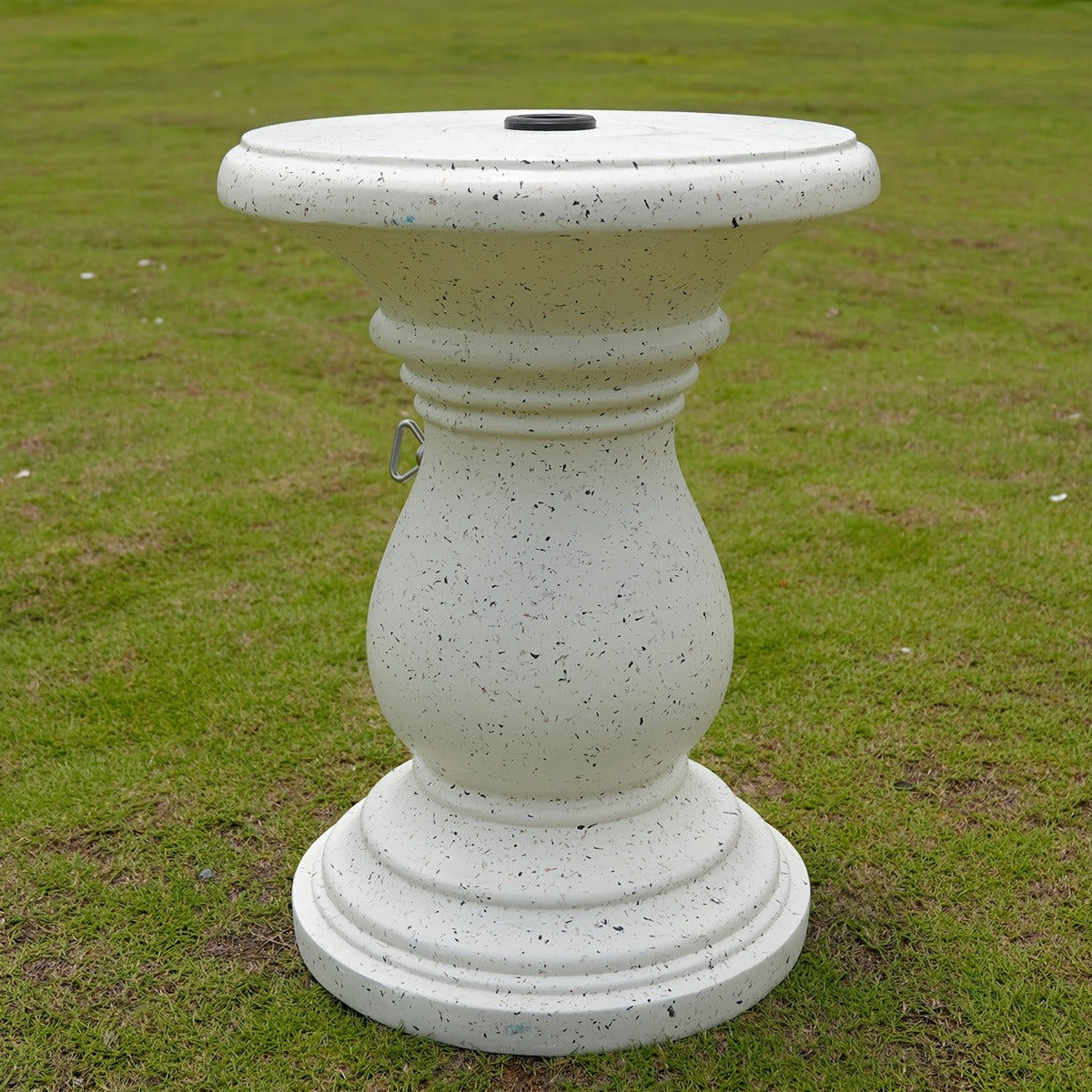 Outdoor Umbrella Side Table with Hole – Concrete Patio Table for Porch Poolside Picnic, Modern Durable Coffee Table