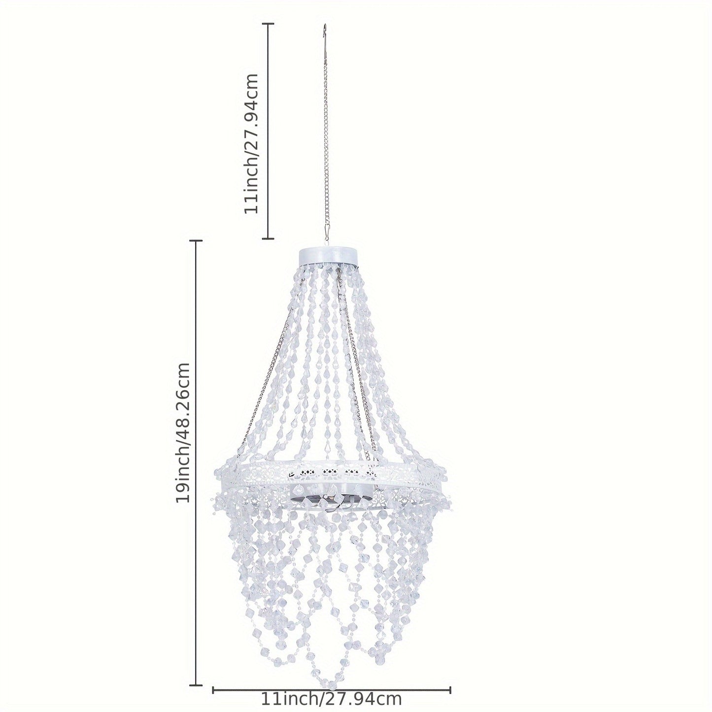 Solar Chandelier Outdoor Hanging Crystal Light 54 LED Warm White Waterproof Garden Yard Patio Gazebo Party Wedding Decor 6-Tier Oval Round
