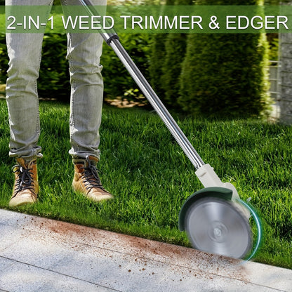 Weed Wacker Cordless 24V Brush Cutter – Electric String Trimmer with 2 Batteries & Charger, 3 Blade Types, Lightweight Battery Powered Weed Eater for Yard, Garden & Lawn Trimming