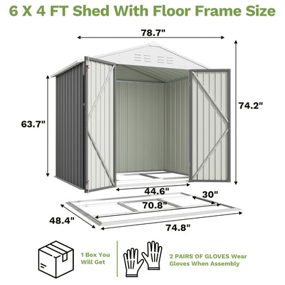 Metal Storage Shed 3x5 & 4x6.2 ft Waterproof Lockable Garden Shed