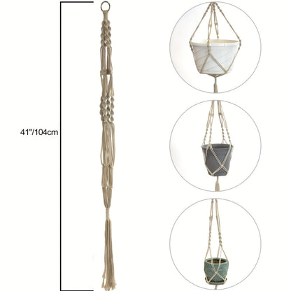 Macrame Hanging Planter Set of 4 Boho Rope Basket Plant Pot Holder for Indoor Outdoor - Decorative Hanging Organizer Net for Bedroom Living Room Garden Balcony Wall Decor