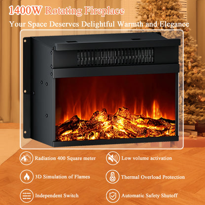 Electric Stove Heater End Table Rotatable Fireplace Side Table 1400W 4800 BTU Indoor Heater with Storage Cabinet Nightstand Overheat Protection