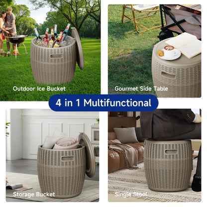 Outdoor Storage Bin 40L Rattan Deck Box UV Protected Weather Resistant