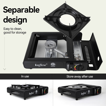 Backpacking Butane Stove, Lightweight Aluminum Alloy Camping Stove with Adjustable Flame Control, Compact Portable Design for Hiking, Outdoor Cooking & Emergency Preparedness