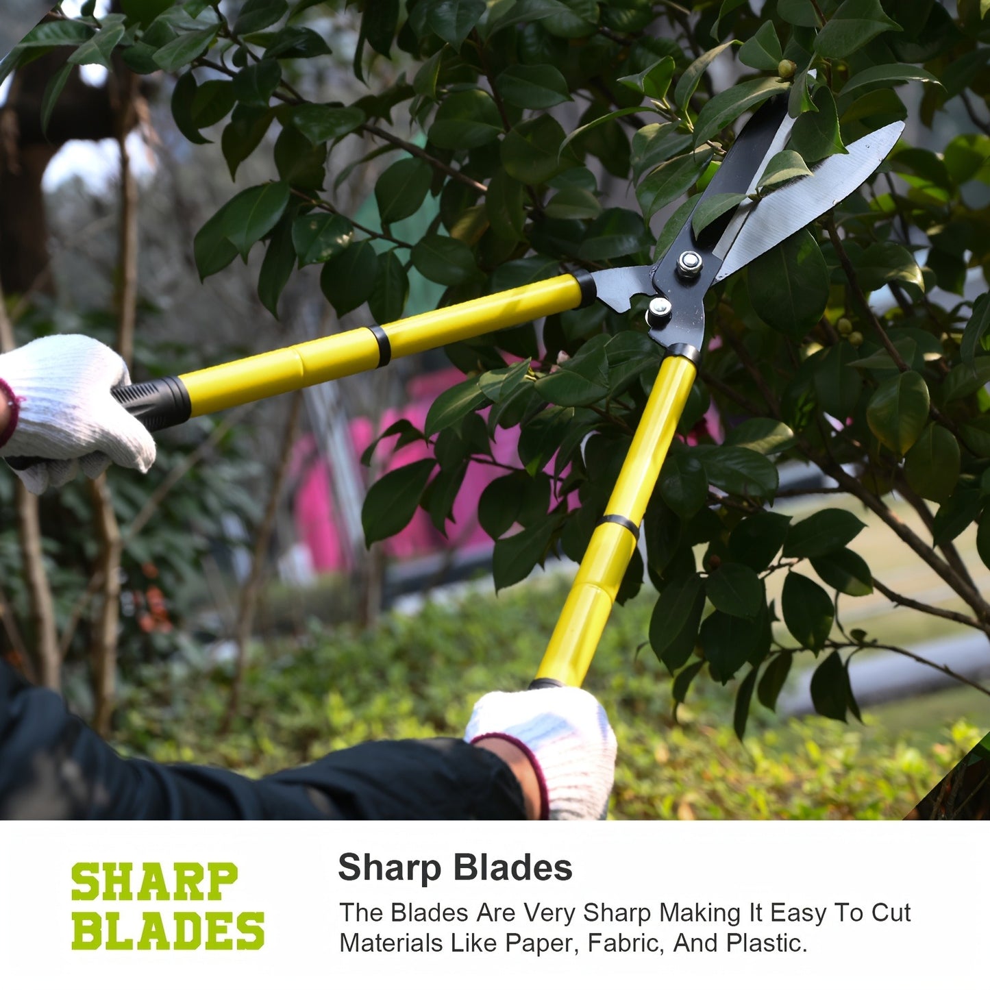Extendable Pruning Shears 22-27.5 Inch - SK5 Steel Blades Cut 2.5" Branches, Shock-Absorbing Ergonomic Handle, Long Reach Tree & Shrub Trimmer for Hedges