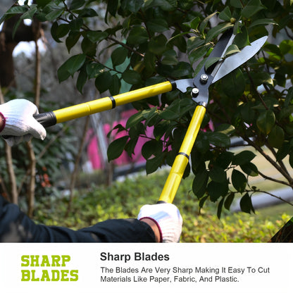 Extendable Pruning Shears 22-27.5 Inch - SK5 Steel Blades Cut 2.5" Branches, Shock-Absorbing Ergonomic Handle, Long Reach Tree & Shrub Trimmer for Hedges