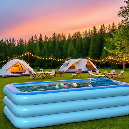 Inflatable Pool XL Extra Large Backyard Swimming Pool 3-Chamber Thick PVC Family Pool for Adults Kids Summer Outdoor Fun Multiple Sizes