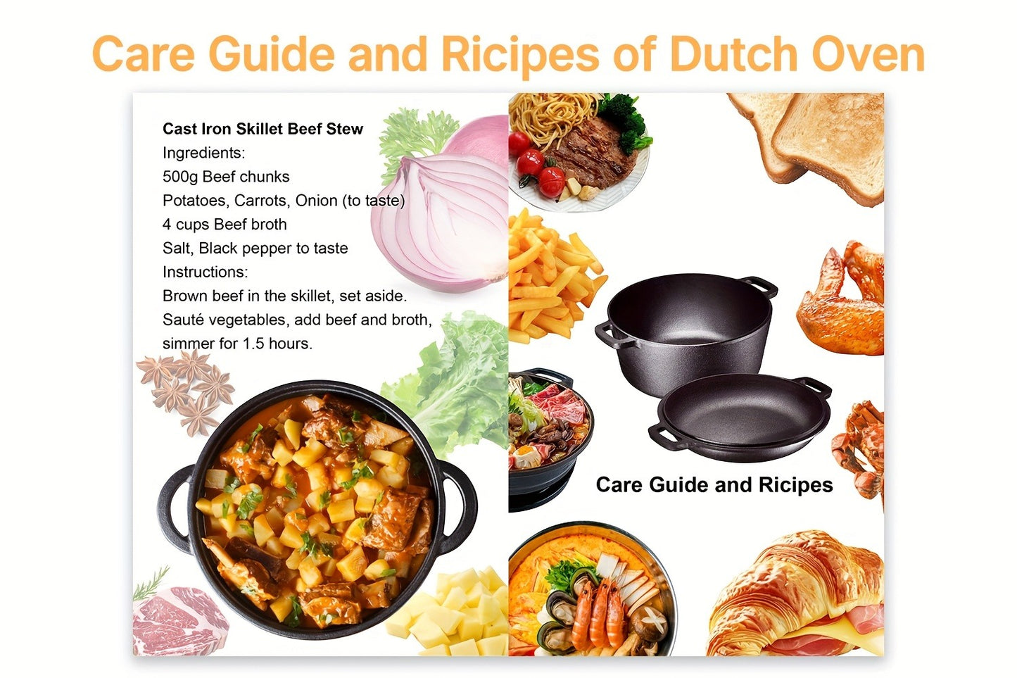Cast Iron Dutch Oven Pre-Seasoned with Lid – Deep Pot for Bread Baking, Camping, BBQ & Stove | Double Handle, Silicone Lid, Scraper & Stand Included