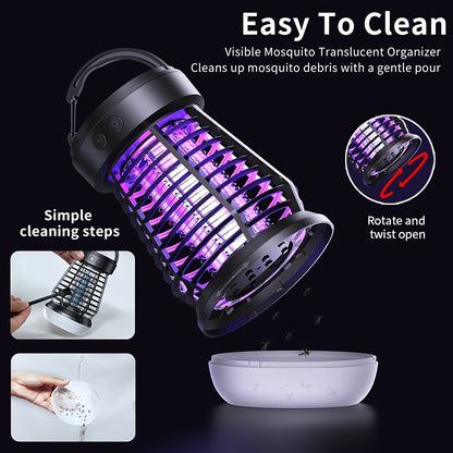 Bug Zapper Rechargeable 3-in-1 with UV Light & 2000V Electric Grid – Portable Mosquito Killer for Indoor & Outdoor Use, 2000mAh Battery, SOS Light, Garden, Yard, Camping, Bedroom