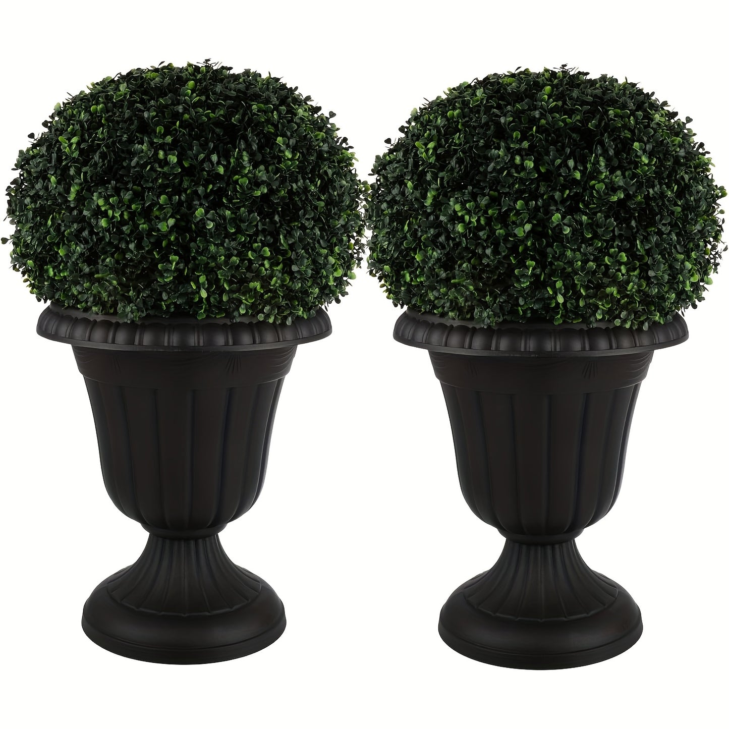Plastic Urn Planters 2 Pack Outdoor Indoor Flower Pots with Pedestal Front Porch Decor Garden Patio Wedding Party Home Decor Classic Style