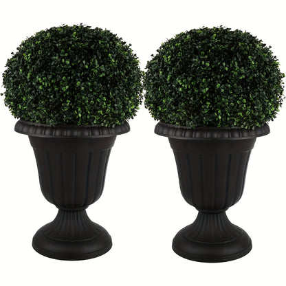 Plastic Urn Planters 2 Pack Outdoor Indoor Flower Pots with Pedestal Front Porch Decor Garden Patio Wedding Party Home Decor Classic Style