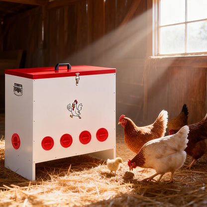 Gravity Chicken Feeder Stainless Steel 6 or 10 Port Rat-Proof