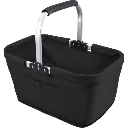 Foldable Picnic Basket Insulated | Portable Shopping Basket Aluminum Frame Oxford Cloth with Zippered Pocket