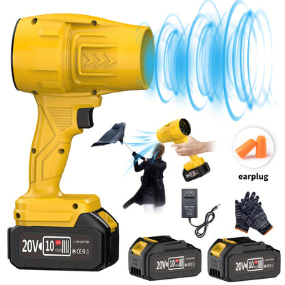 Battery Leaf Blower 20V 50000RPM Turbo Cordless, Dual Battery & 2 Nozzles Included, Handheld Blower for Car Drying, Leaves, Snow & Dust — Home & Outdoor