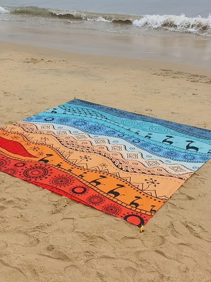 Bohemian Picnic Blanket Lightweight Quick-Dry Outdoor Mat 81"x79" – Fashion Beach Blanket for Camping, Travel, Beach Games & Vacation
