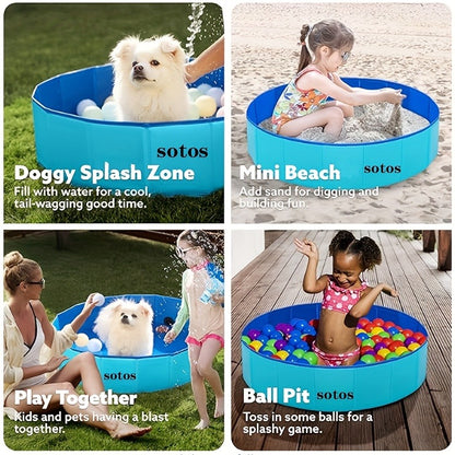 Foldable Dog Pool – Portable Hard Plastic Pet & Kids Swimming Pool, Anti-Slip Collapsible Bathtub for Indoor Outdoor Backyard Use, 3 Sizes