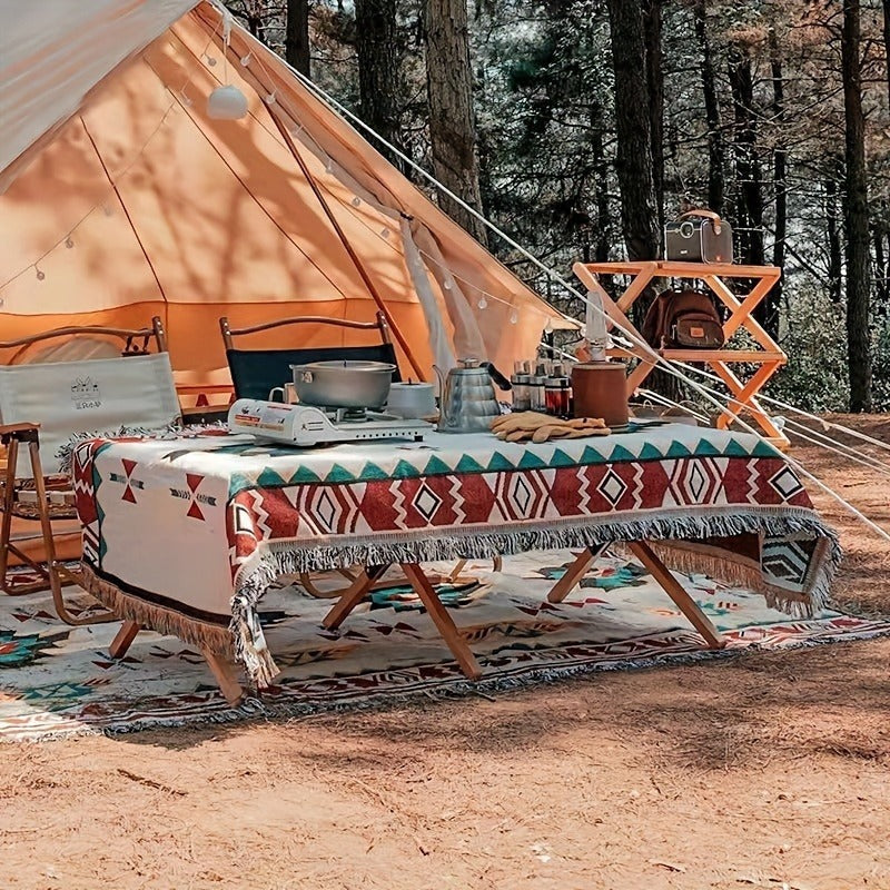 Bohemian Picnic Blanket Mat Outdoor Camping Waterproof Portable Knit Woven Picnic Mat for Beach Park Lawn