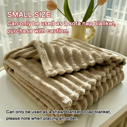 Fleece Blanket Double-Sided 3D Faux Rabbit Fur Throw – Ultra-Soft Thick 300-350g/m² for Home, Office, Travel & Camping, Multiple Sizes & Colors